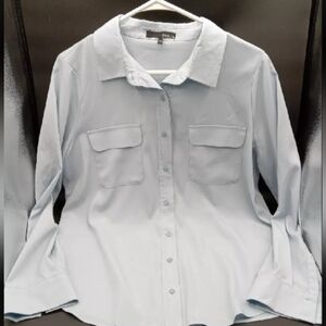 Ro & De Woman's Casual Button Down Shirt Light Blue Size Large